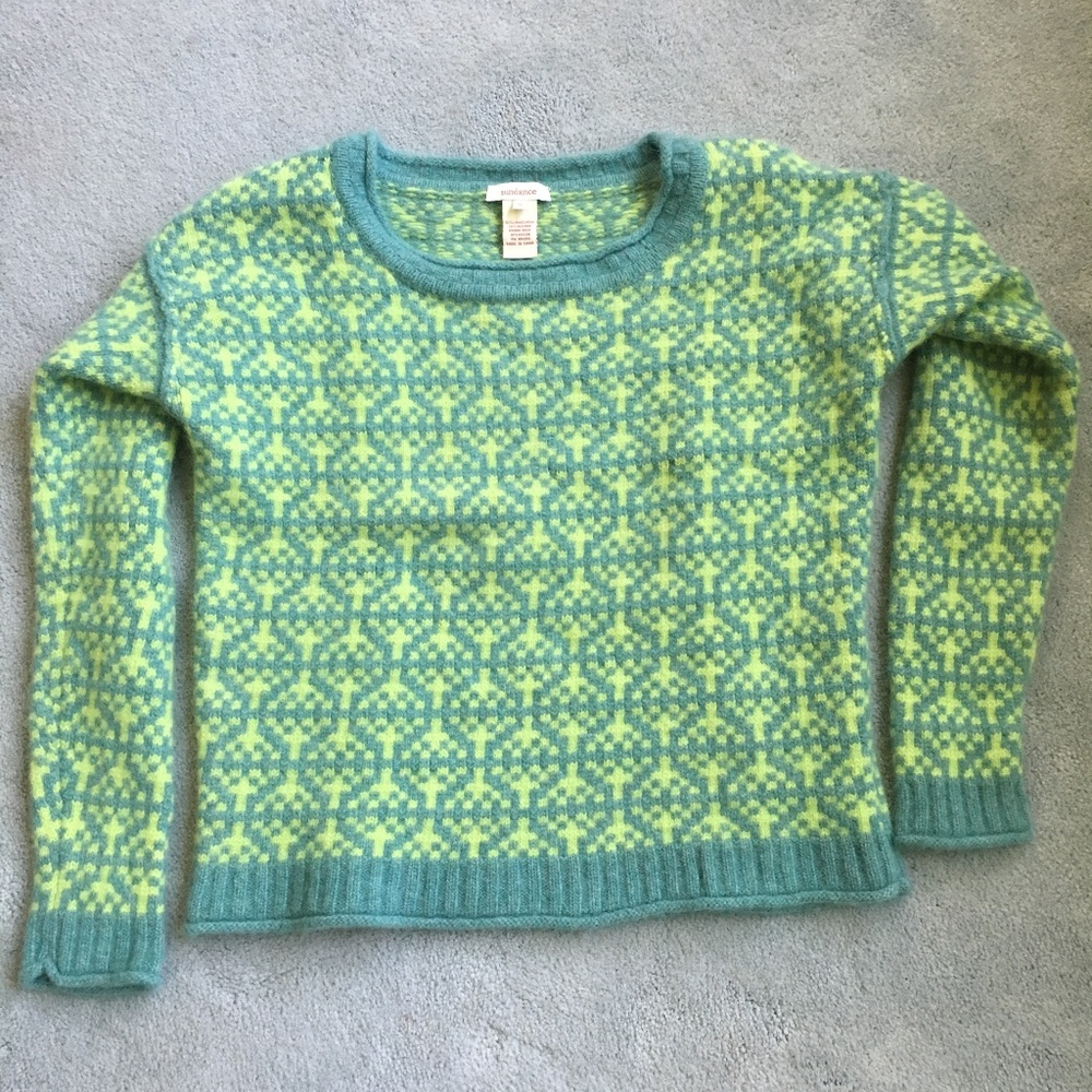 Sundance Green Crew Neck Lambswool Sweater